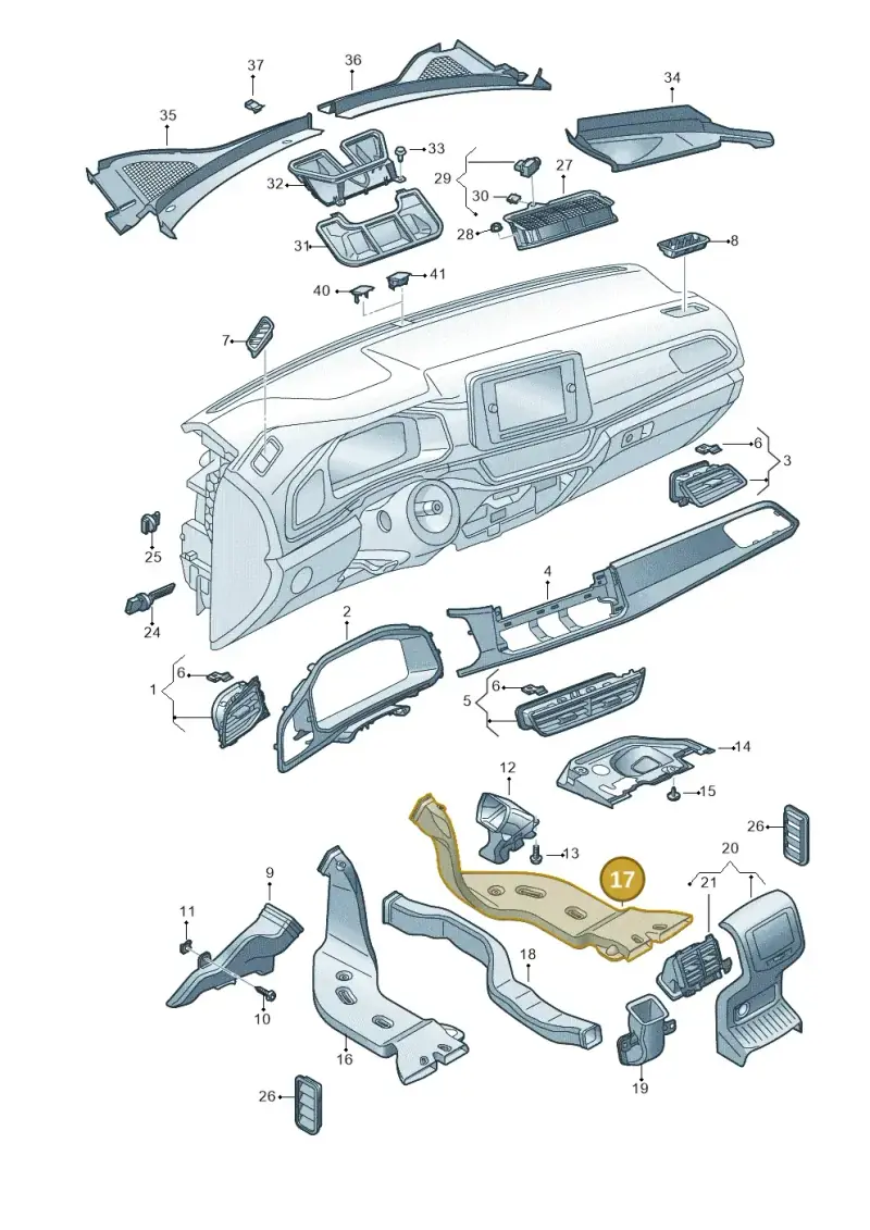5Q0819806E — Volkswagen T-Roc convertible 1.5 (2019-2024) diagram 813819310, position 17