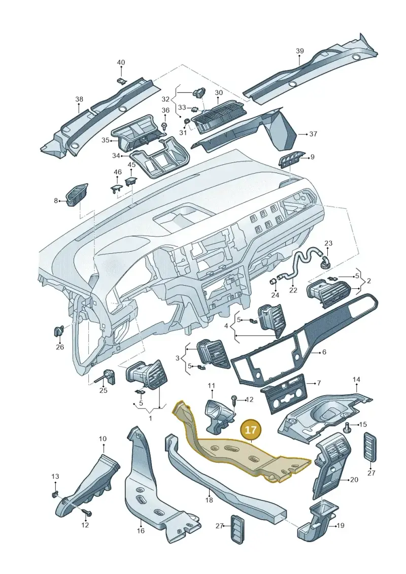 5Q0819806F — Volkswagen Golf Sportsvan 1.6 (2014-2020) diagram 780819300, position 17