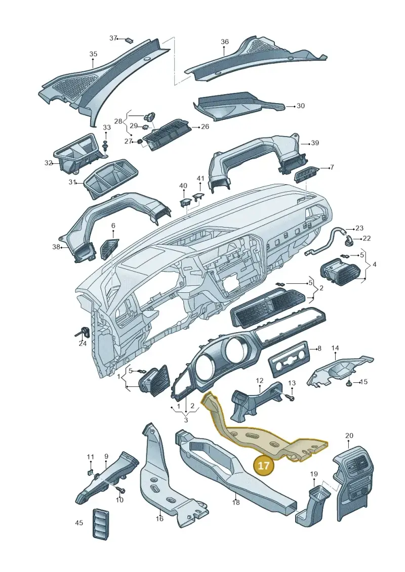 5Q0819806F — Volkswagen Tiguan 2.0 4Motion (2017-2024) diagram 884819300, position 17