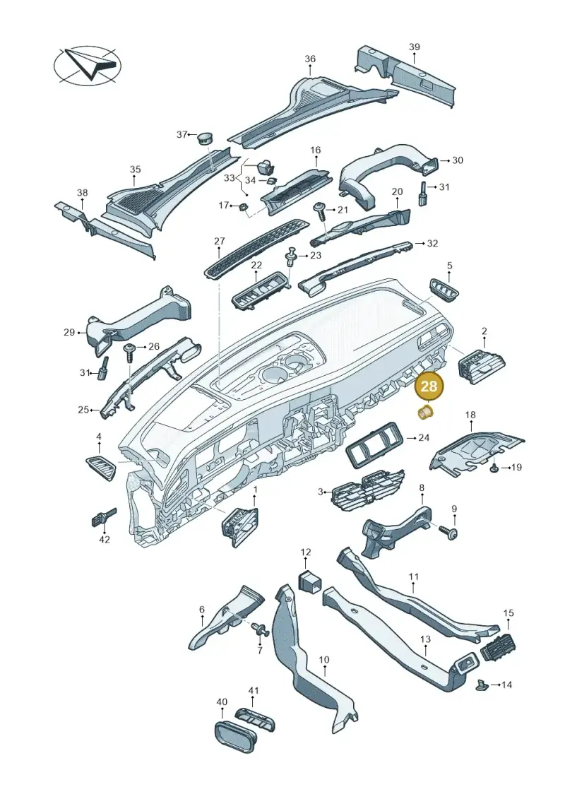 5Q0820573 — Volkswagen Passat estate (2023-) diagram 3j0819300, position 28