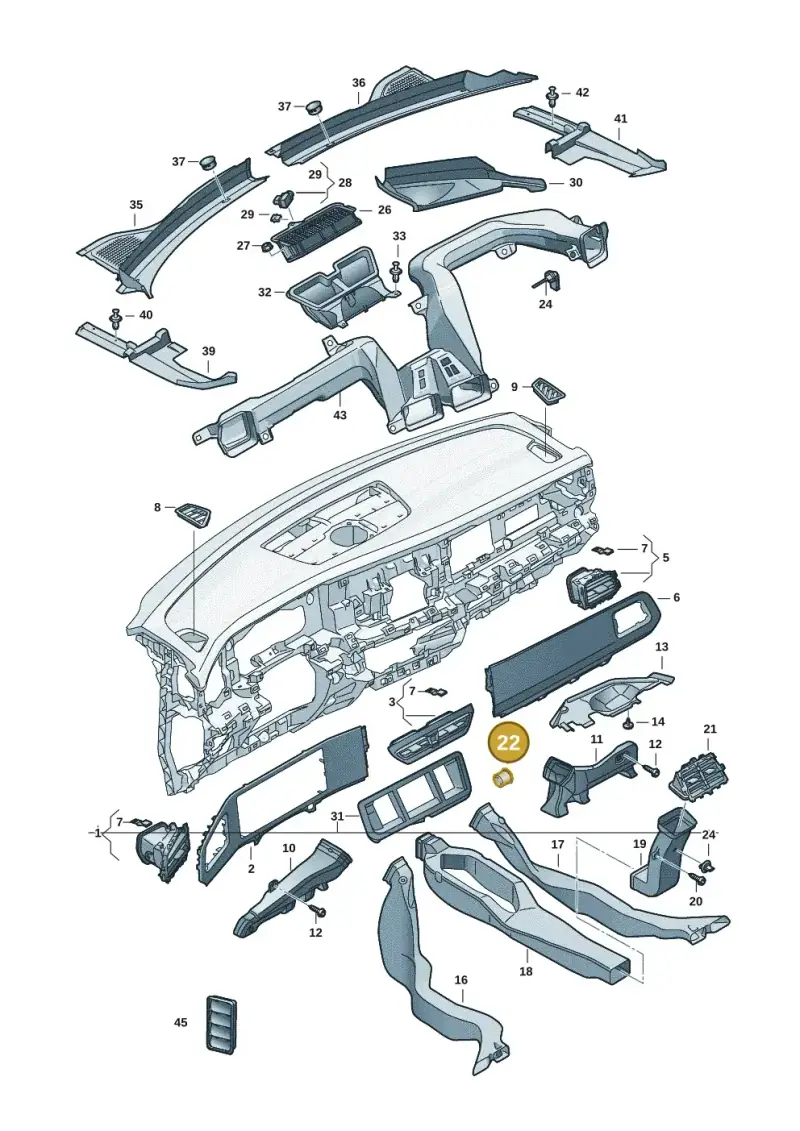 5Q0820573 — Volkswagen Tiguan 2.0 (2023-) diagram 57x819300, position 22