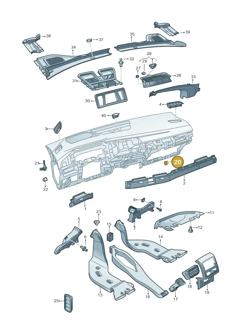 5Q0820573 — Volkswagen Golf 2.0 BlueMotion (2019-2024) diagram 5h0819300, position 20