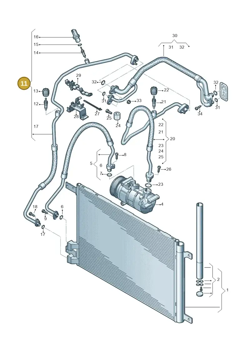 5Q0820741B — Volkswagen Golf 2.0 (2016-2020) diagram 827260400, position 11
