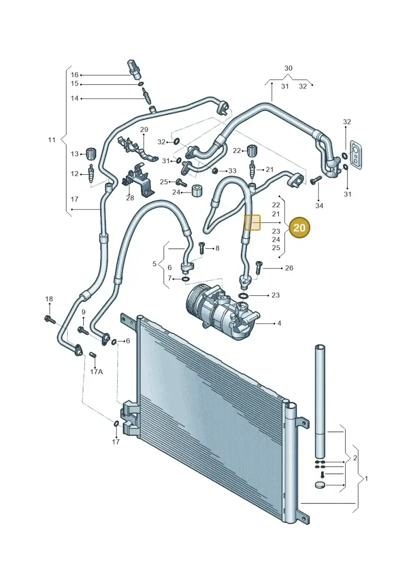 5Q0820743E — Volkswagen Golf 1.6 (2015-2019) diagram 867260400, position 20
