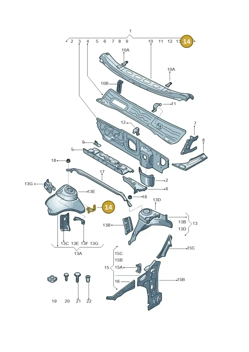 5Q0823402 — Volkswagen Golf 1.6 (2015-2019) diagram 867805500, position 14