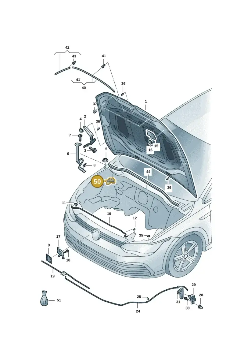 5Q0823402B — Volkswagen Golf 1.5 (2020-) diagram 5hg823000, position 50