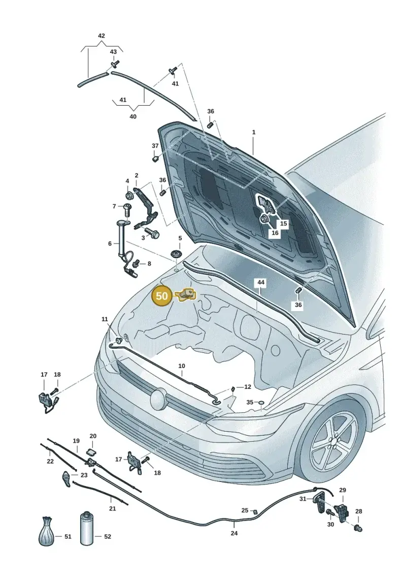 5Q0823402B — Volkswagen Golf 2.0 BlueMotion (2019-2024) diagram 5h0823000, position 50