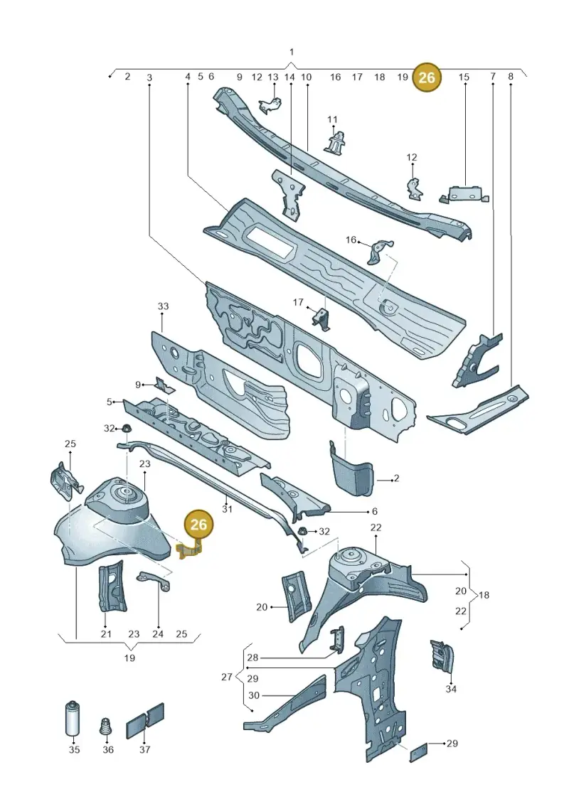 5Q0823402 — Volkswagen Arteon (2017-2023) diagram 828805050, position 26