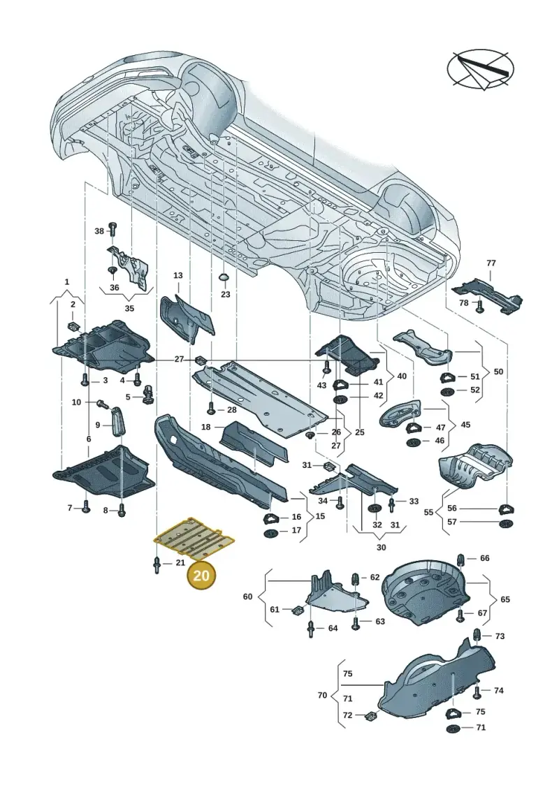 5Q0825230K — Volkswagen Passat estate (2023-) diagram 3j0825000, position 20