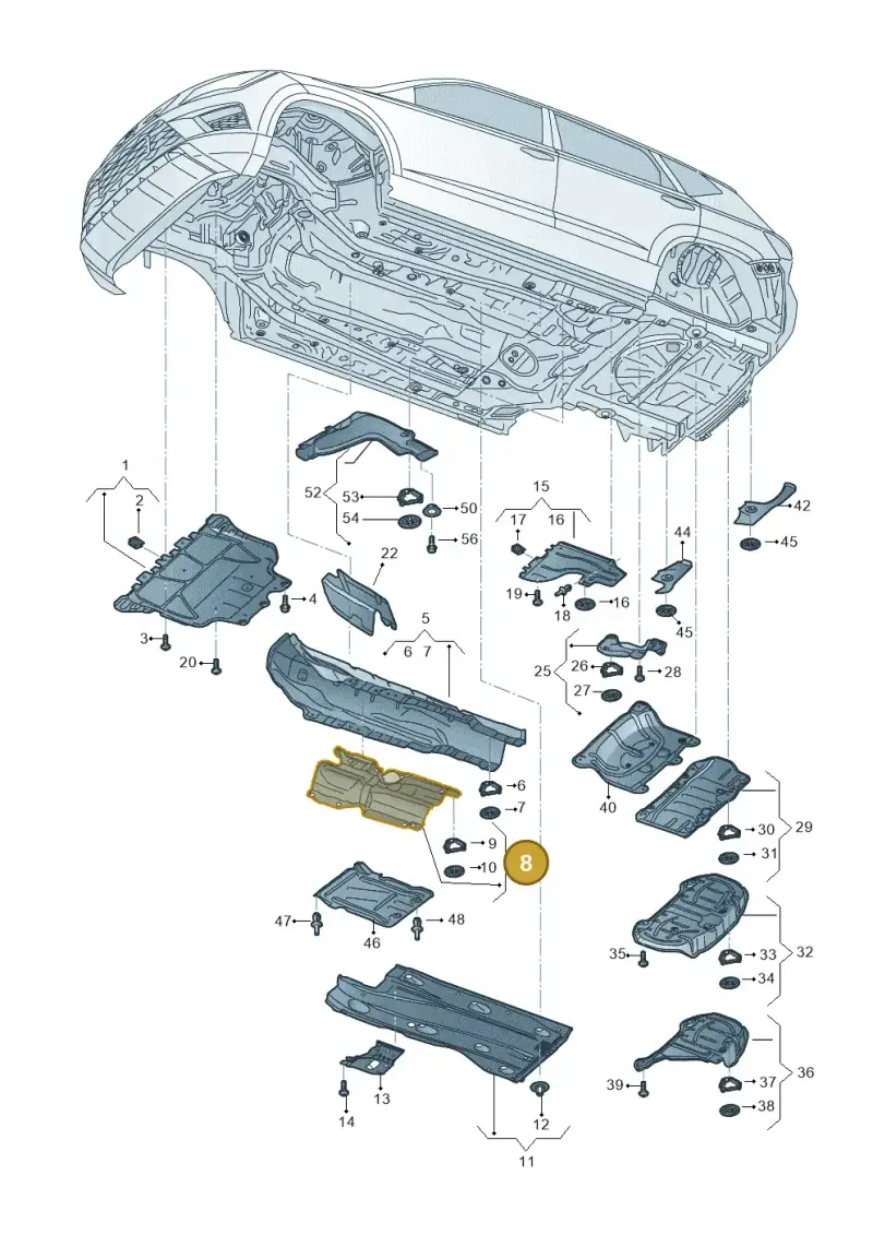 5Q0825613D — Volkswagen T-Roc BlueMotion (2017-2024) diagram 813825000, position 8