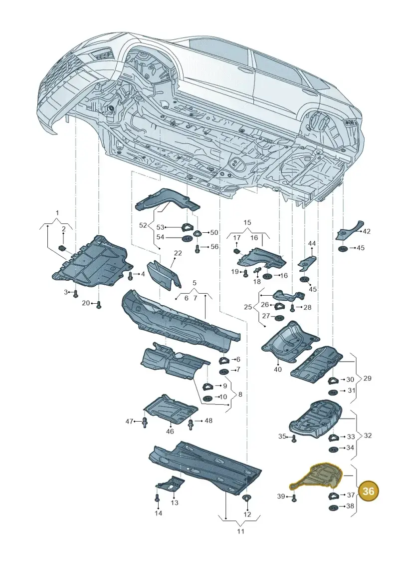 5Q0825701J — Volkswagen T-Roc BlueMotion (2017-2024) diagram 813825000, position 36