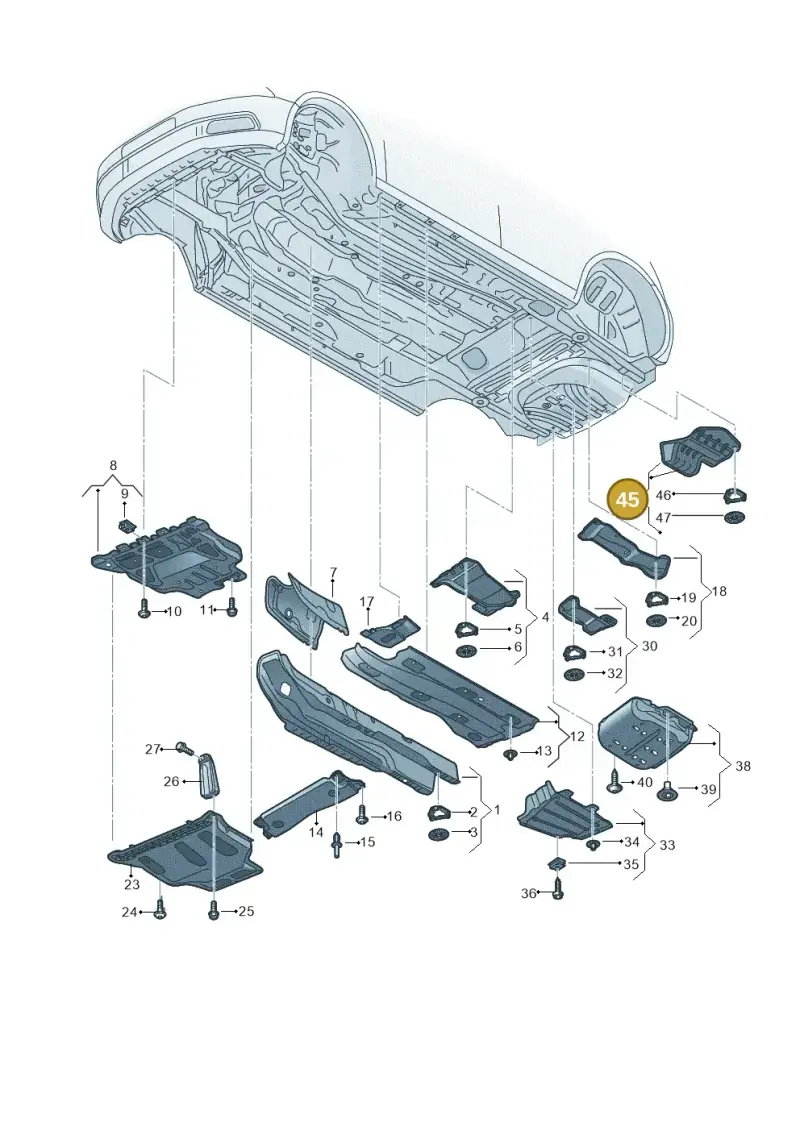 5Q0825711B — Volkswagen Golf 2.0 (2016-2020) diagram 827825500, position 45
