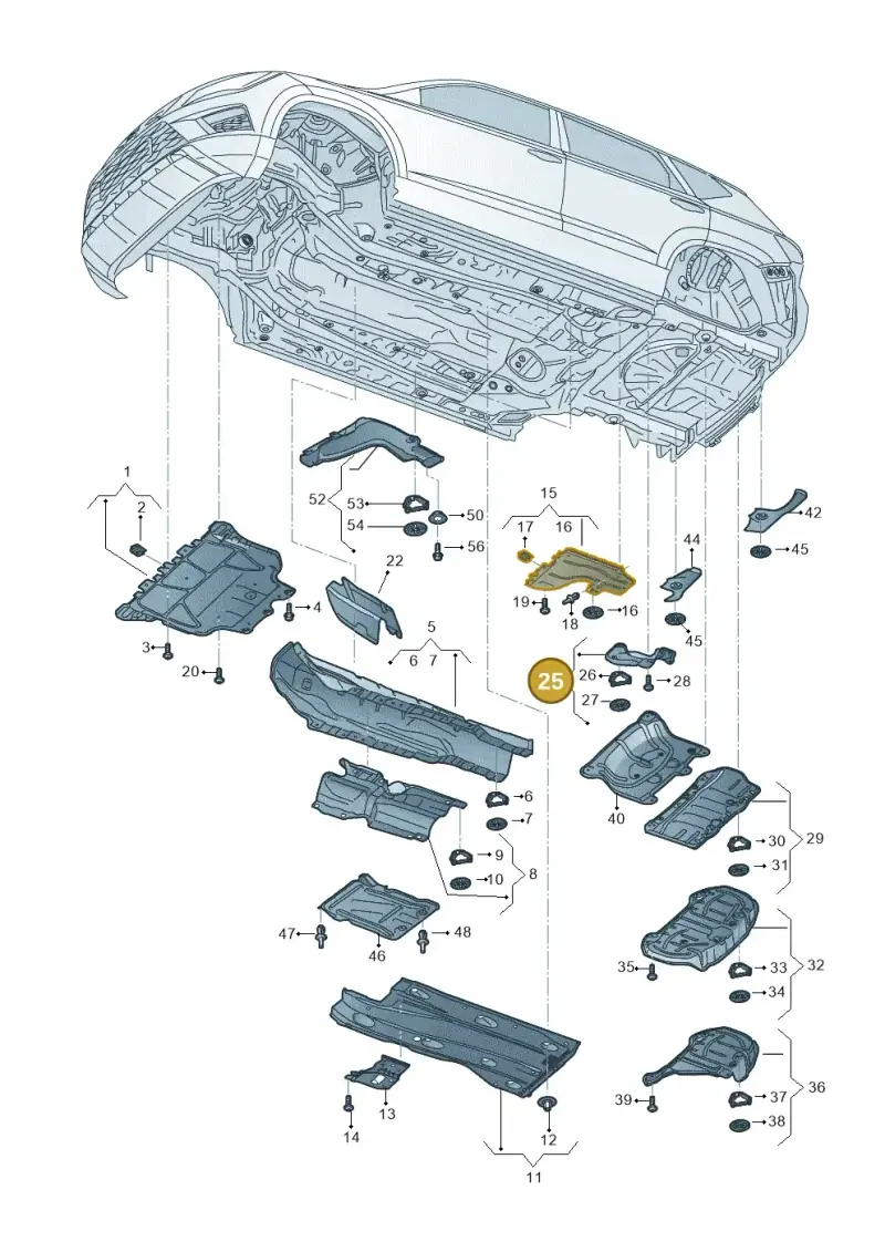 5Q0825721E — Volkswagen T-Roc BlueMotion (2017-2024) diagram 813825000, position 25