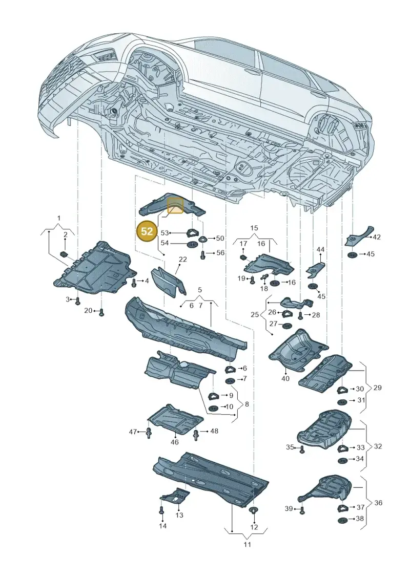 5Q0825735B — Volkswagen T-Roc BlueMotion (2017-2024) diagram 813825000, position 52