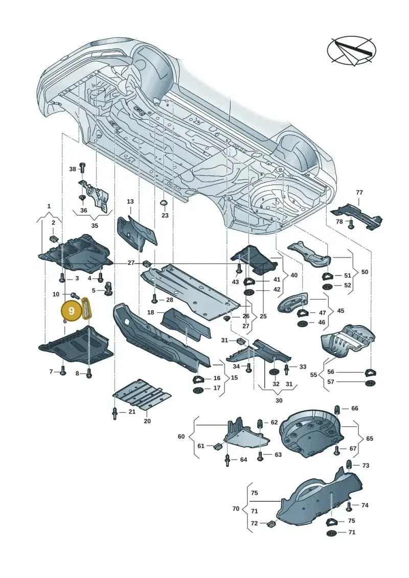 5Q0825922A — Volkswagen Passat estate (2023-) diagram 3j0825000, position 9