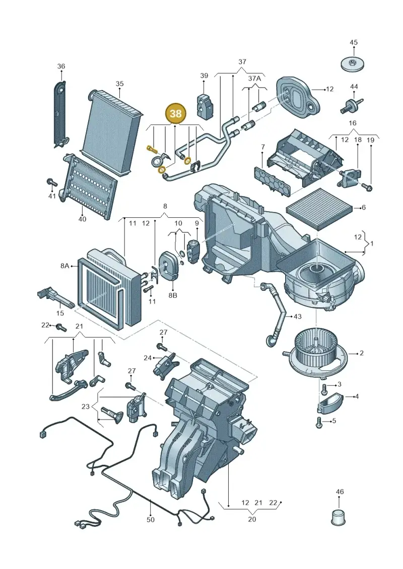 5Q0898400A — Volkswagen T-Roc BlueMotion (2017-2024) diagram 746820100, position 38