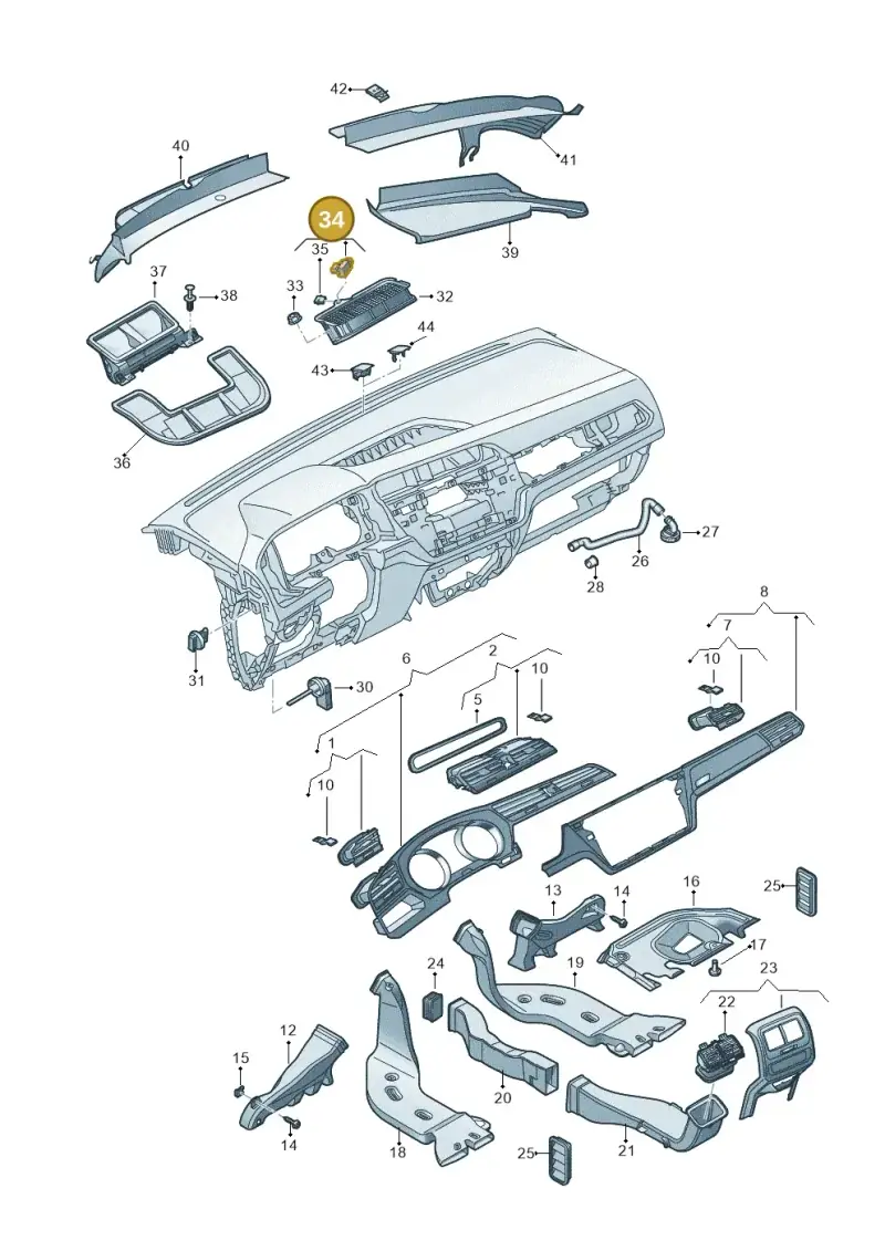 5Q0907643C — Volkswagen Touran 2,0 BlueMotion (2015-2024) diagram 869819300, position 34