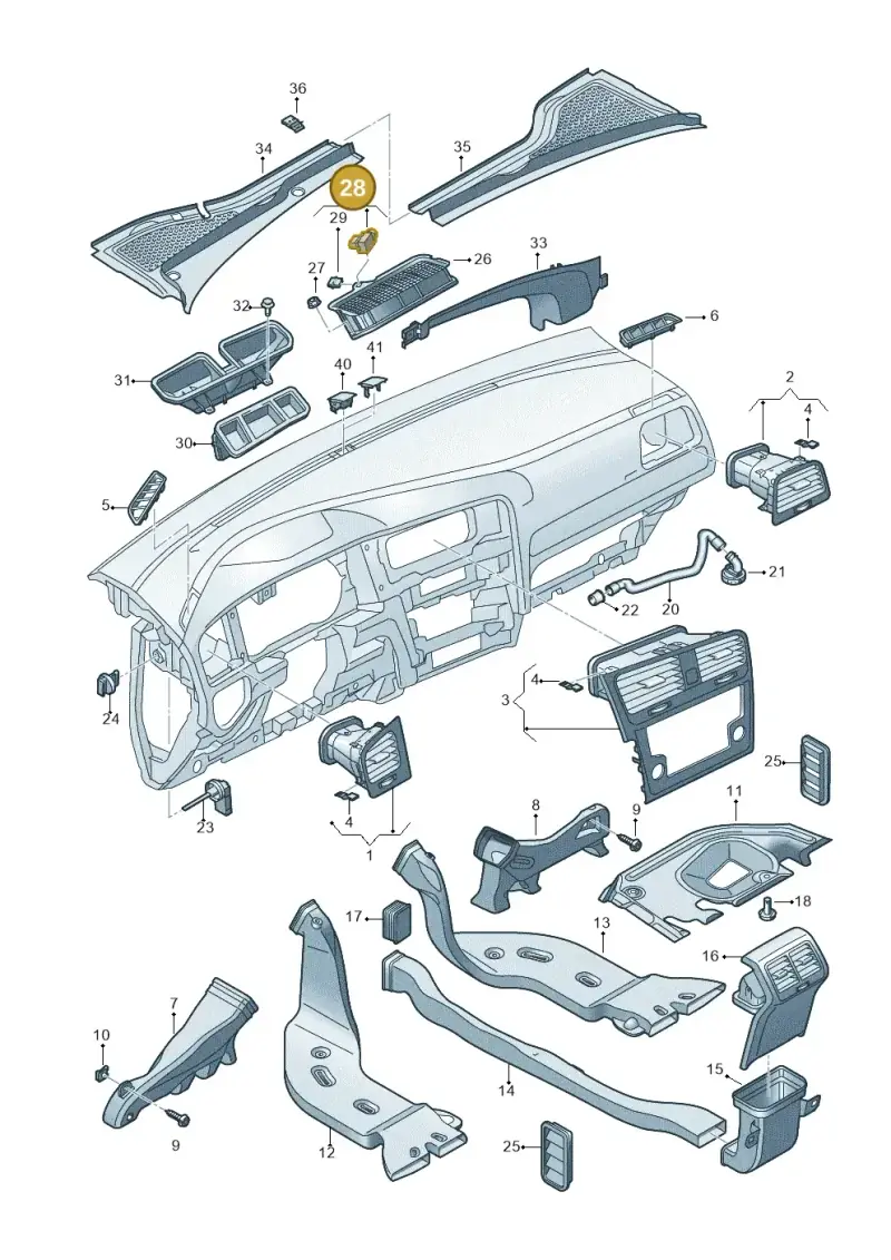 5Q0907643D — Volkswagen Golf 2.0 (2016-2020) diagram 746819300, position 28