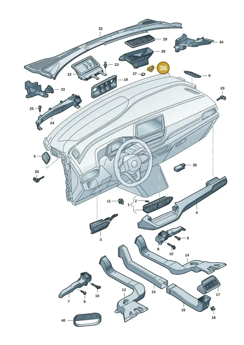 5Q0907643E — Volkswagen ID.4 Pro (2020-2023) diagram 11a819300, position 36