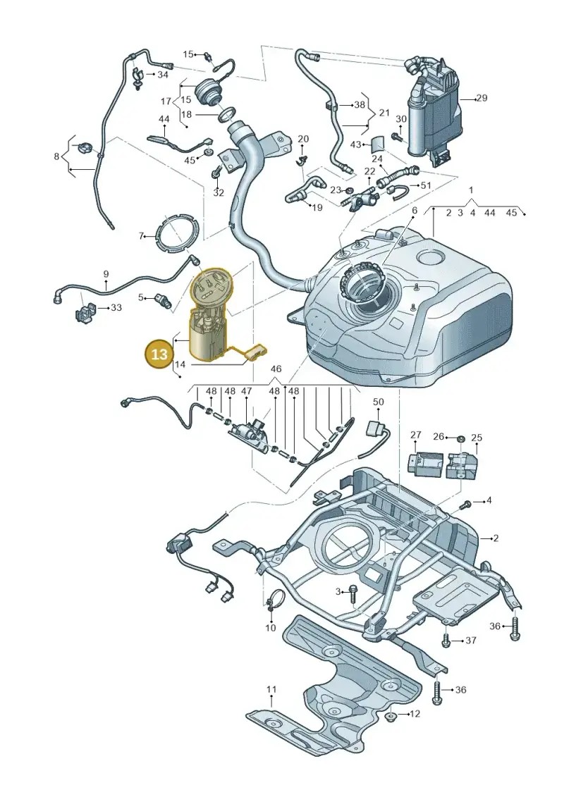 5Q0919087T — Audi A3 Sportback (2019-2025) diagram 596201040, position 13