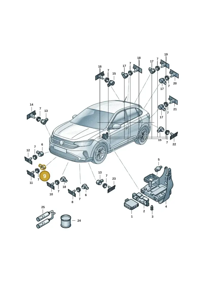 5Q0919275C — Volkswagen Taigo (2021-2024) diagram 2f0919000, position 9