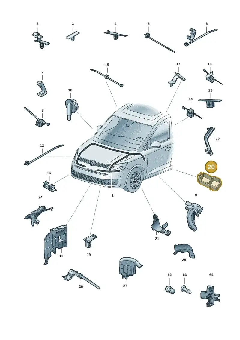 5Q0937545 — Volkswagen Caddy Maxi Kombi (2020-2024) diagram 2ka971081, position 20