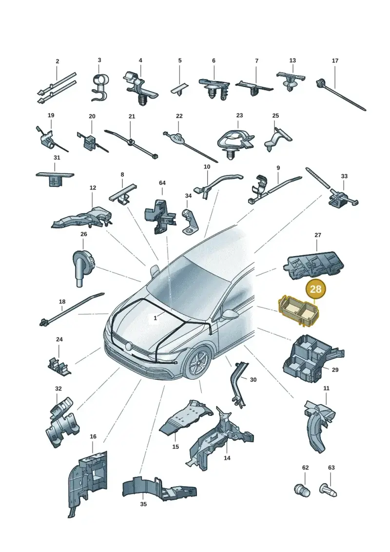 5Q0937545 — Volkswagen Golf 2.0 BlueMotion (2019-2024) diagram 5h0971081, position 28