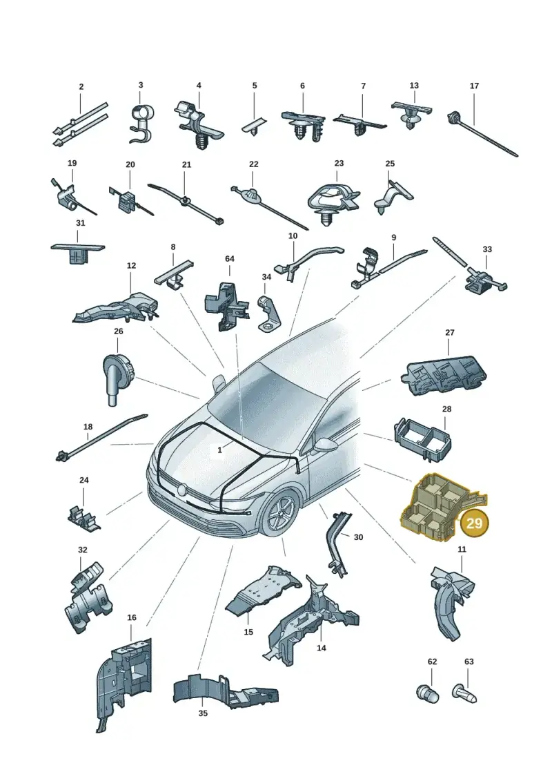 5Q0937545A — Volkswagen Golf 2.0 BlueMotion (2019-2024) diagram 5h0971081, position 29