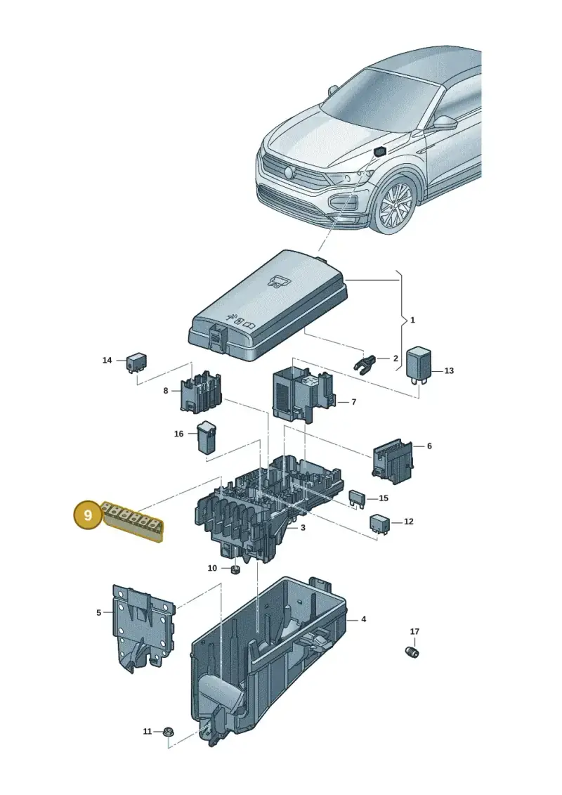 5Q0937629H — Volkswagen Taos 1.4 (2020-2024) diagram 2gk937010, position 9