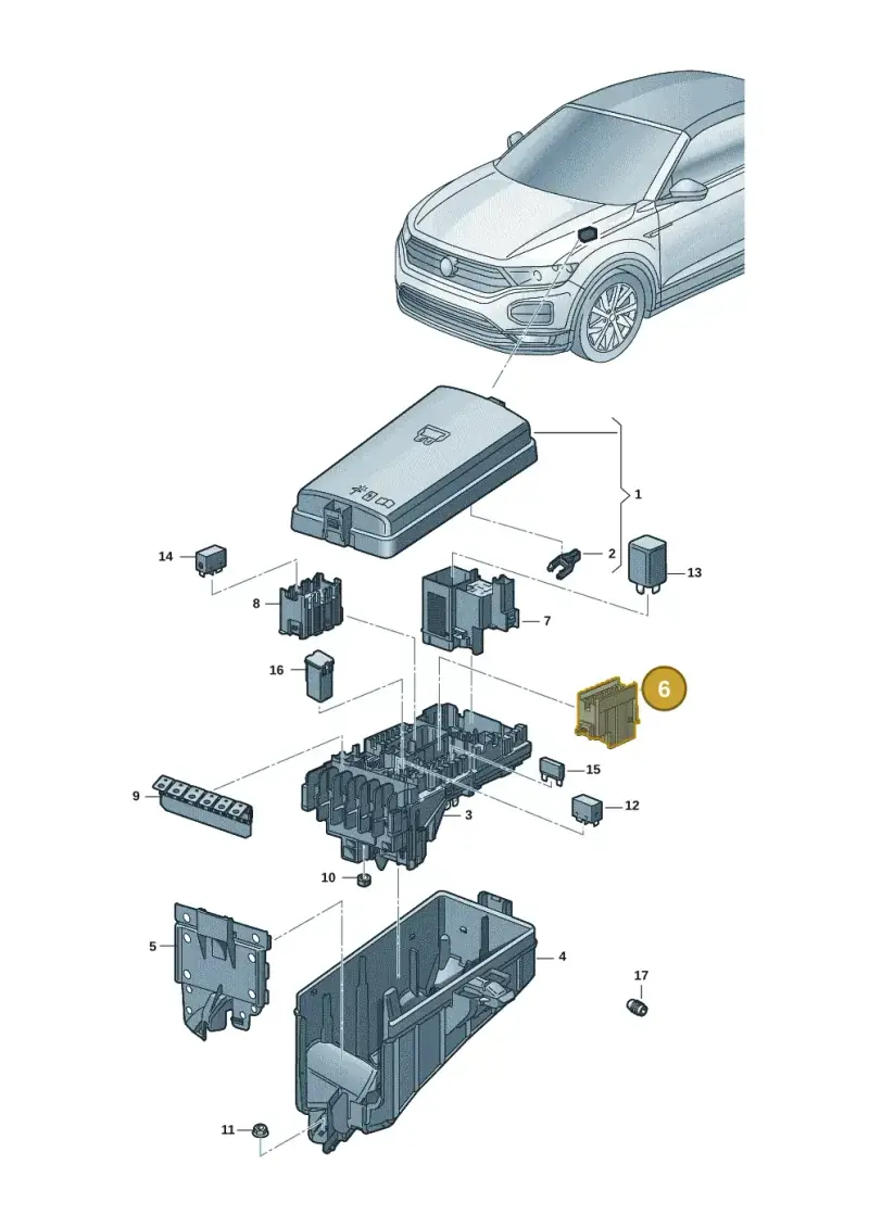 5Q0941824B — Volkswagen T-Roc convertible 1.5 (2019-2024) diagram 2gk937010, position 6