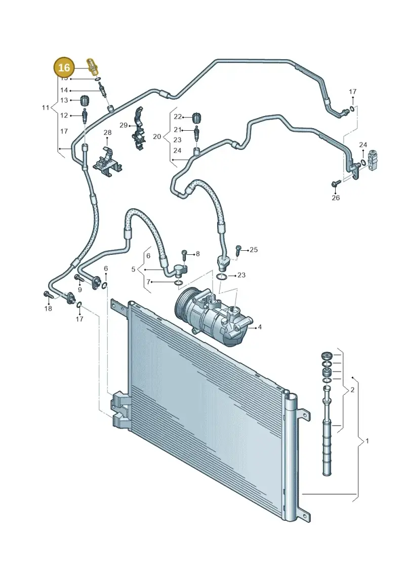 5Q0959126A — Volkswagen Taigo (2021-2024) diagram 837260400, position 16