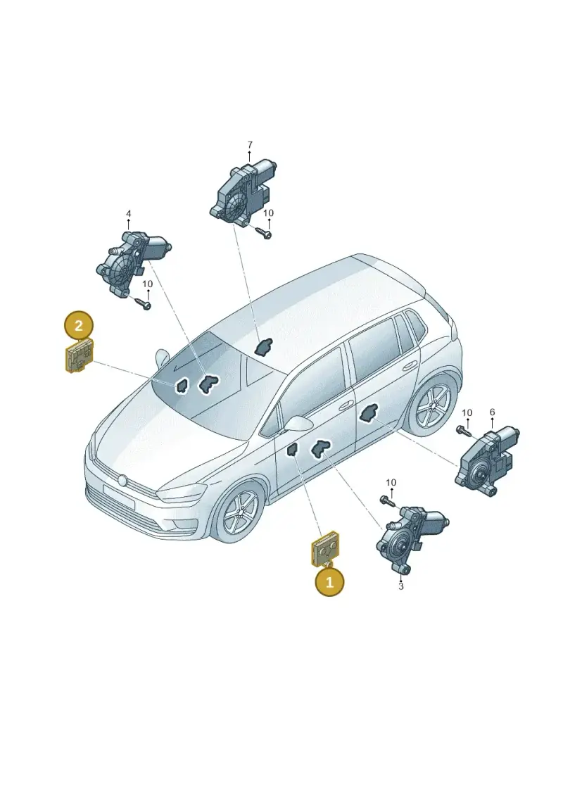 5Q0959593D — Volkswagen Golf Sportsvan (2014-2020) diagram 780959100, position 1+2