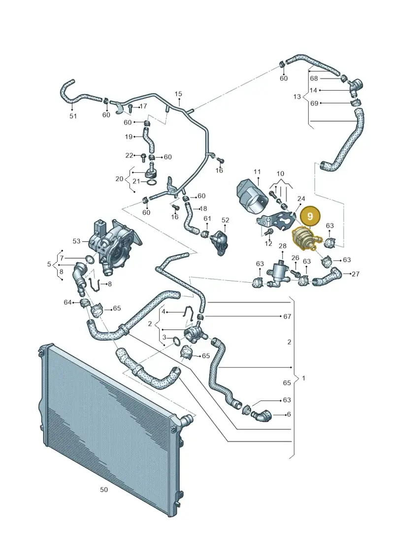 5Q0965567B — Volkswagen Tiguan 2.0 4Motion (2017-2024) diagram 828121110, position 9