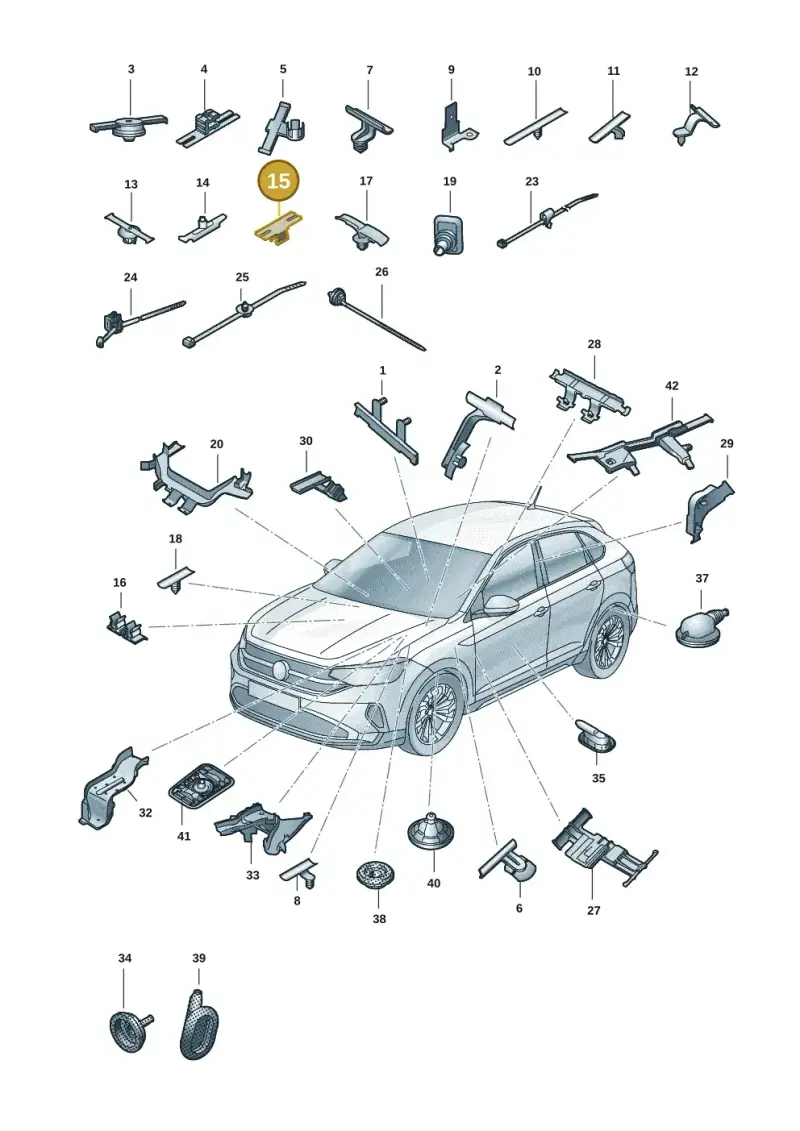 5Q0971843 — Volkswagen Taigo (2021-2024) diagram 2f0971083, position 15