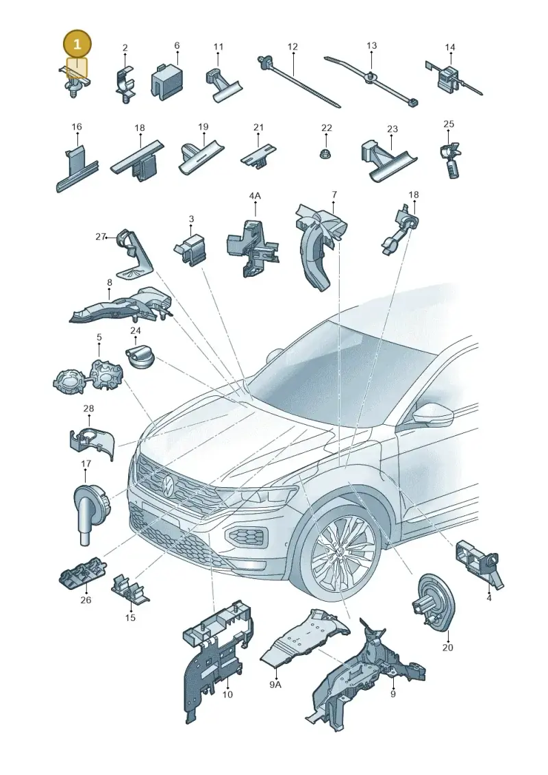5Q0971843 — Volkswagen T-Roc convertible 1.5 (2019-2024) diagram 813971790, position 1