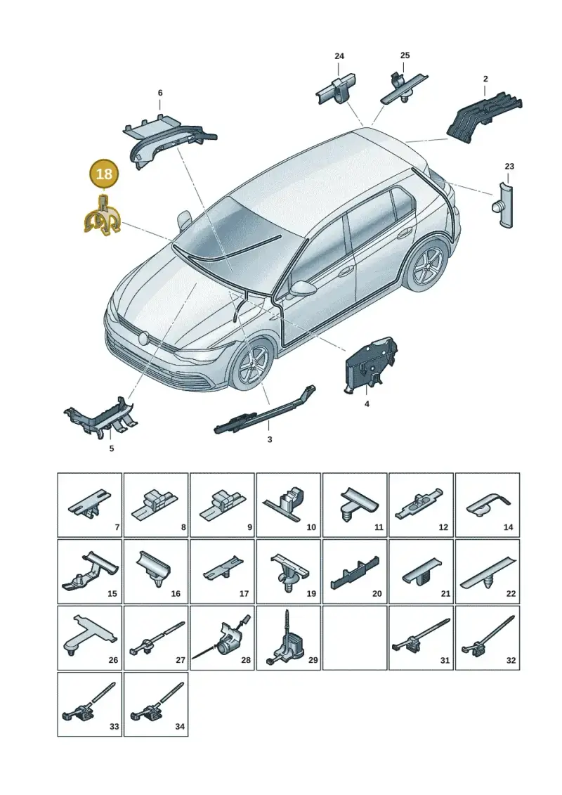 5Q0971848A — Volkswagen Golf 2.0 BlueMotion (2019-2024) diagram 5h0971091, position 18