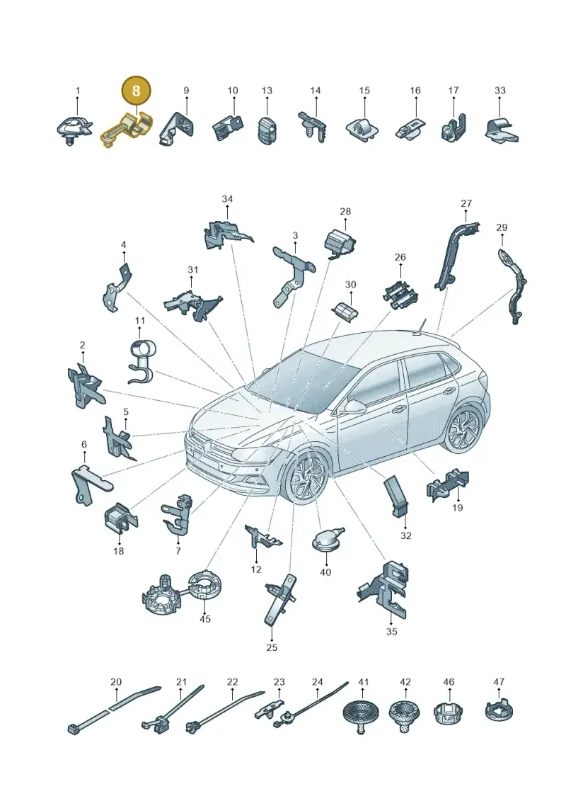 5Q0971848B — Volkswagen Polo 1.0 BlueMotion (2017-2024) diagram 837971820, position 8
