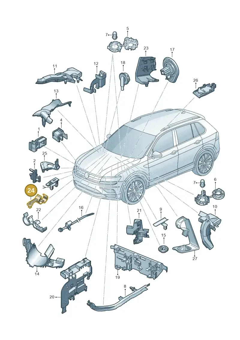 5Q0971848B — Volkswagen Tiguan 2.0 4Motion (2017-2024) diagram 884971790, position 24