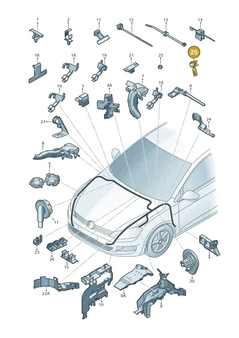 5Q0971848E — Volkswagen Golf 1.6 (2015-2019) diagram 746971870, position 25