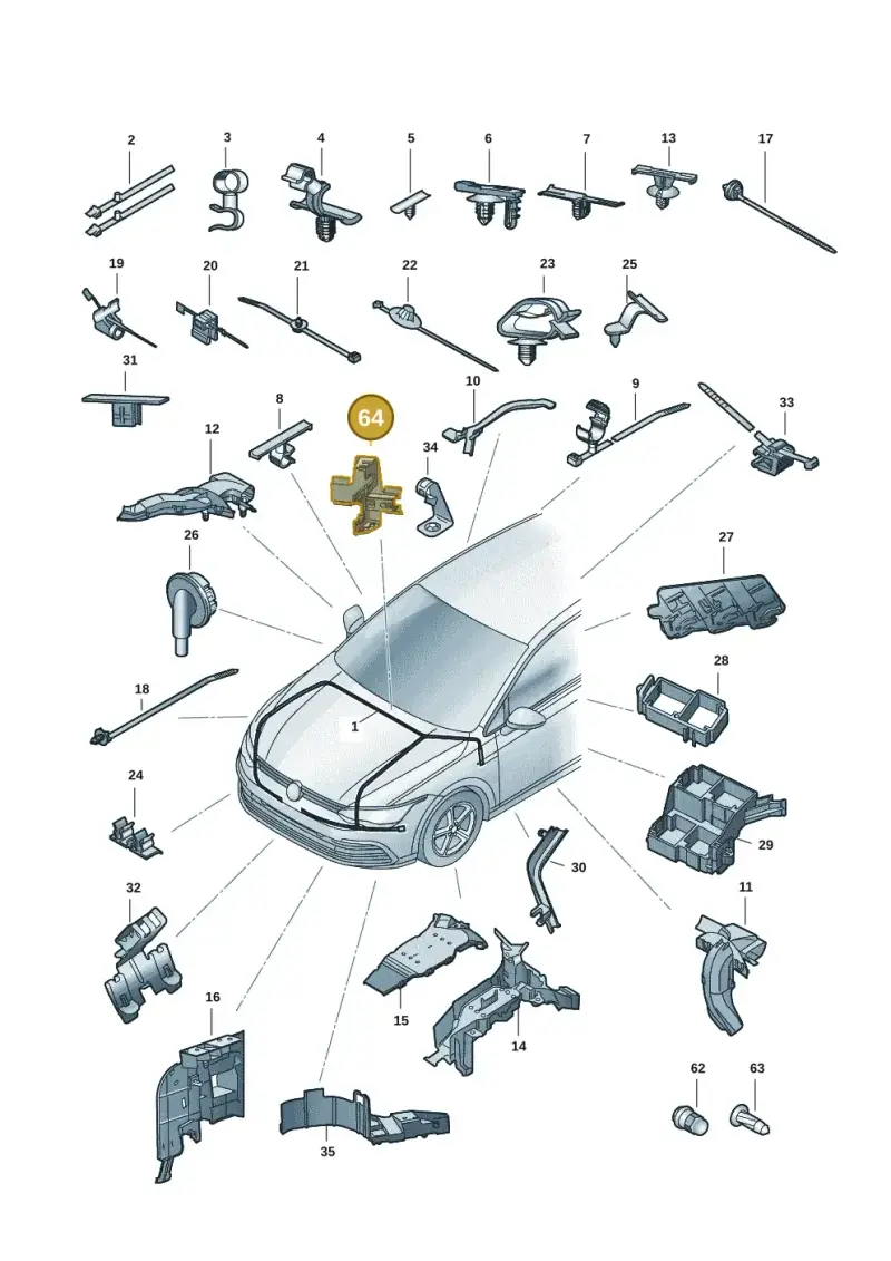 5Q0971890E — Volkswagen Golf 2.0 BlueMotion (2019-2024) diagram 5h0971081, position 64