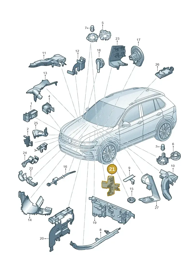 5Q0971890E — Volkswagen Tiguan 2.0 4Motion (2017-2024) diagram 884971790, position 21