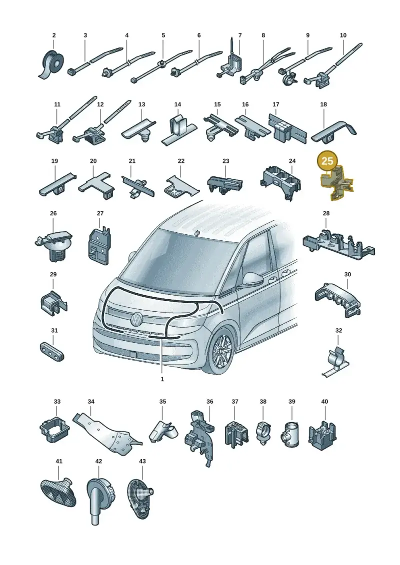 5Q0971890E — Volkswagen Multivan (2021-) diagram 7t0971801, position 25