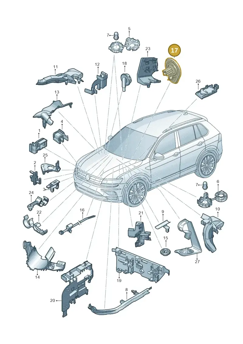 5Q0971915C — Volkswagen Tiguan 2.0 4Motion (2017-2024) diagram 884971790, position 17