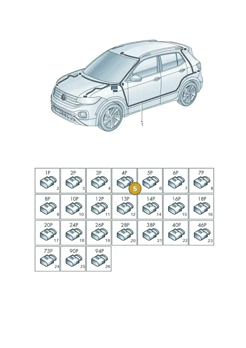 5Q0971994 — Volkswagen T-Cross 1,0 (2018-2024) diagram 587971080, position 5