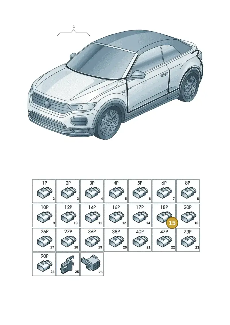 5Q0972718A — Volkswagen T-Roc convertible 1.5 (2019-2024) diagram 2gk971081, position 15