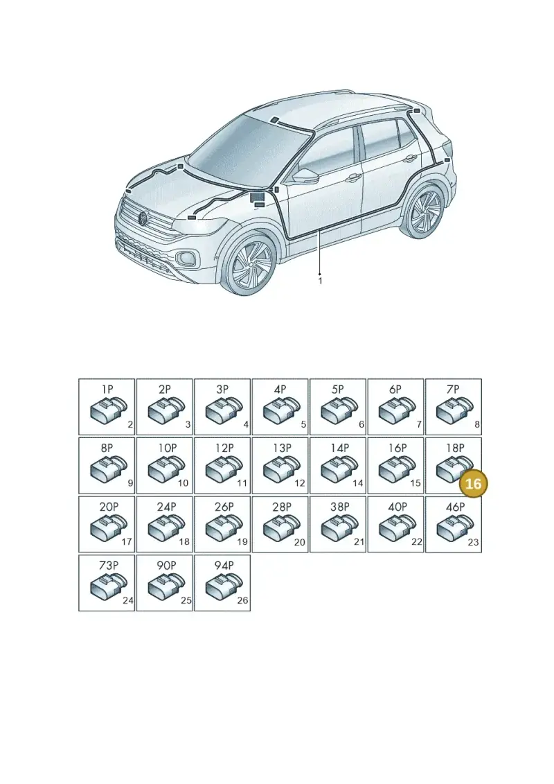 5Q0972718A — Volkswagen T-Cross 1,0 (2018-2024) diagram 587971080, position 16
