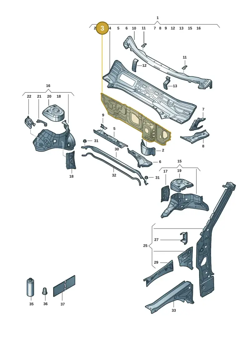 5Q1803155B — Volkswagen T-Roc convertible 1.5 (2019-2024) diagram 2gk805050, position 3