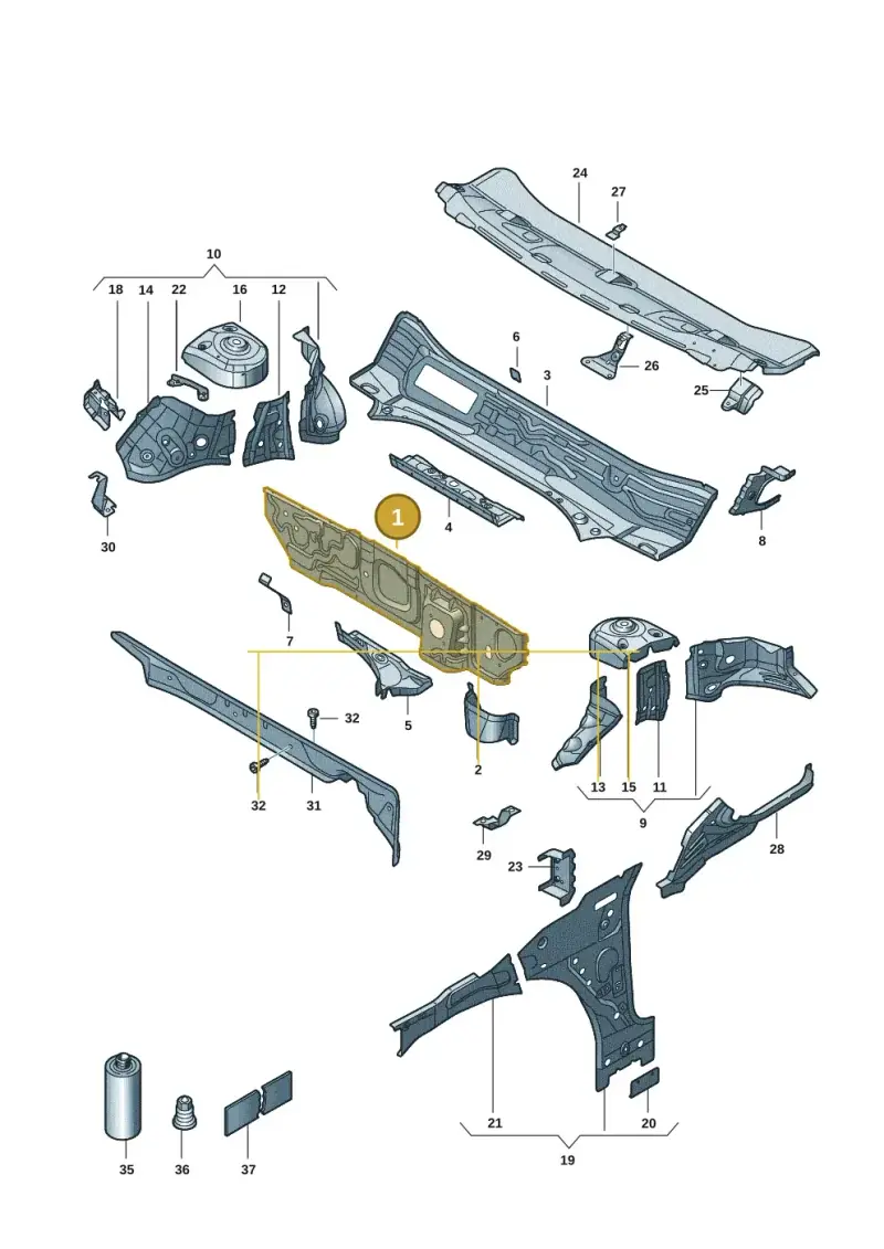 5Q1803155B — Volkswagen Caddy Maxi Kombi (2020-2024) diagram 2ka803010, position 1