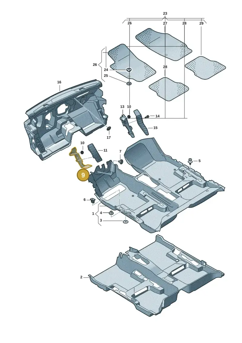5Q1864775A — Volkswagen Golf 2.0 BlueMotion (2019-2024) diagram 5h0863000, position 9