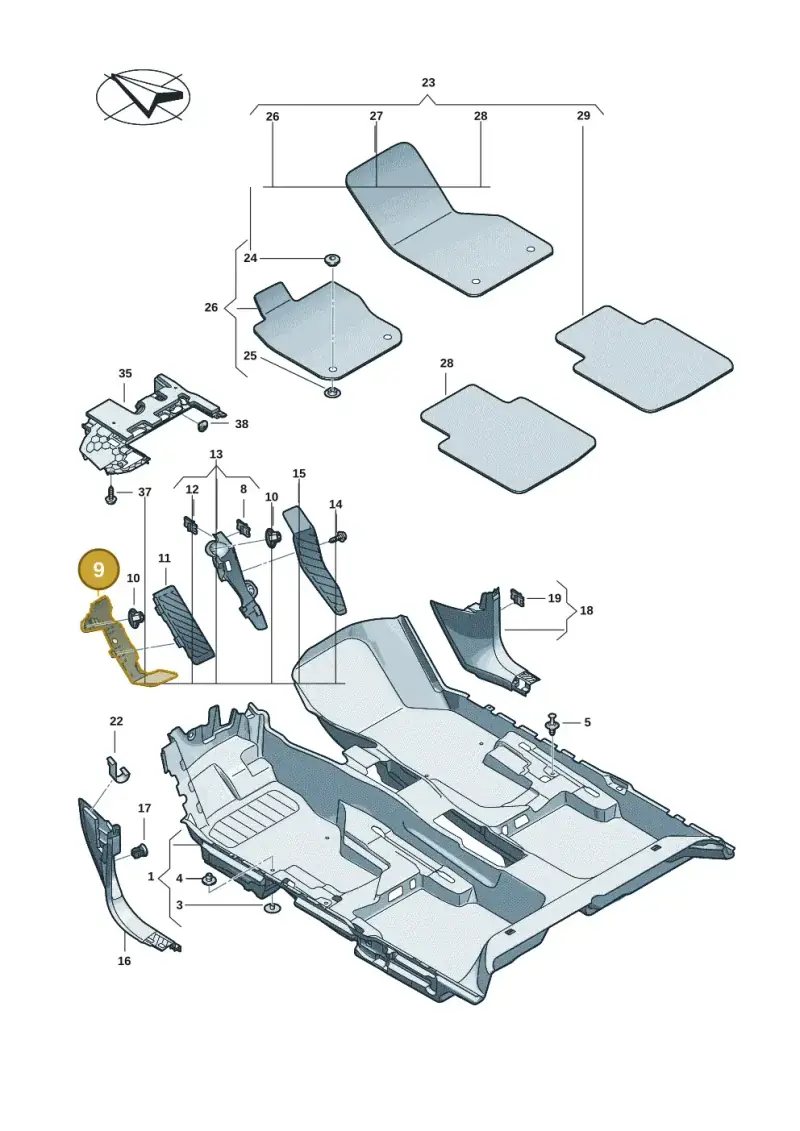 5Q1864775A — Volkswagen Passat estate (2023-) diagram 3j0863000, position 9